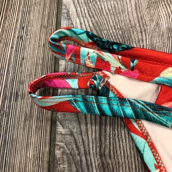 La Hearts Red Tropical Bikini Bottom Small Medium - Picture 2 of 6